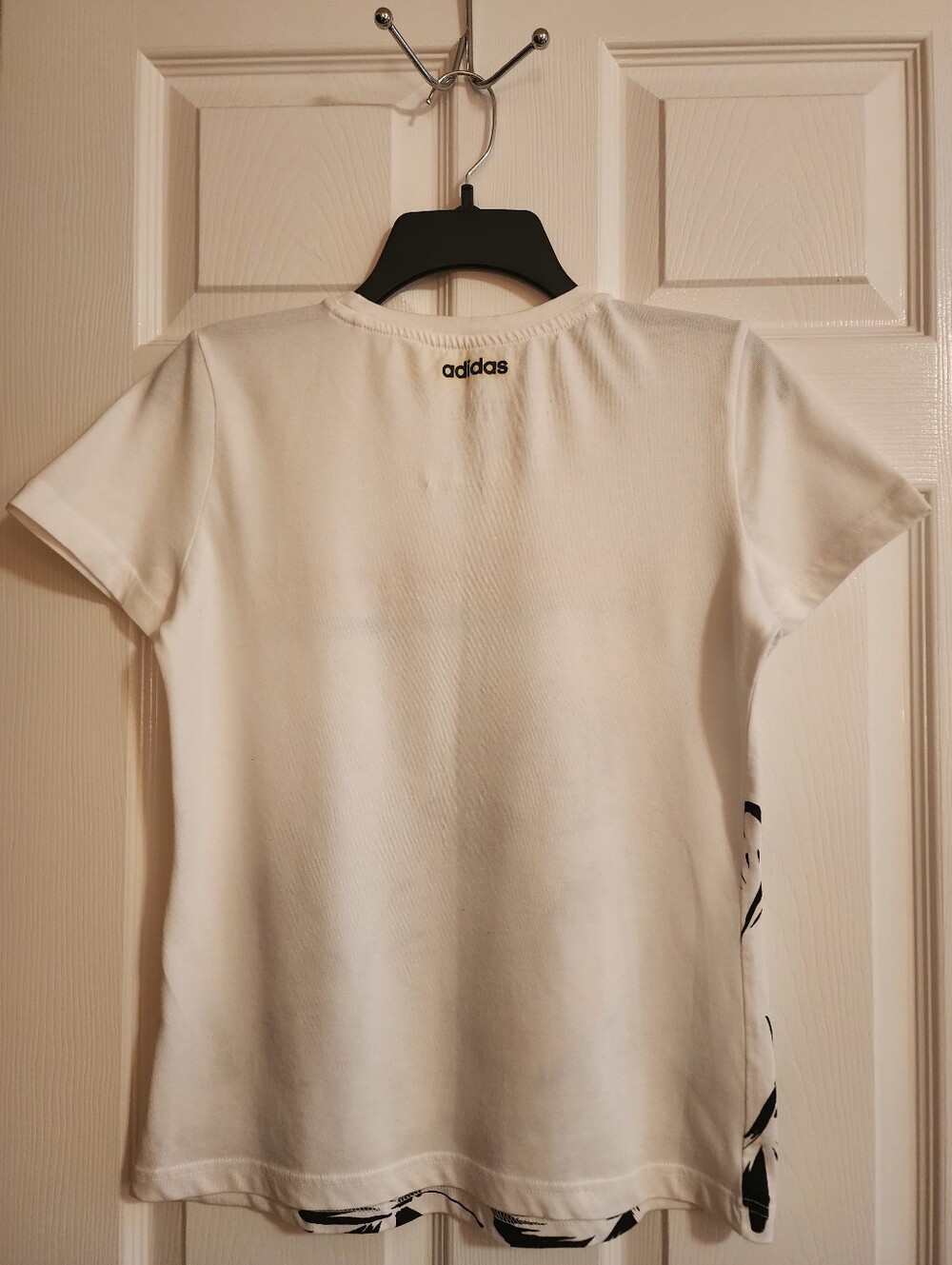 adidas White Tee with Multicolor Logo and Black Butterfly Print - Picture 4 of 5